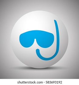 Blue Scuba Diving icon on white sphere