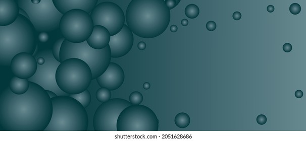 Blue sea background with bubbles in the form of circles with place for text. Flat cartoon vector for creating cover or web screensaver.