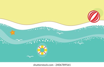 Blue sea and beach summer banner background with abstract ripple