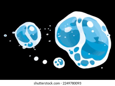 Blue sea ​​water bubbles isolated vector illustration,clean,drink