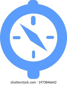 Blue sea compass, icon illustration, vector on white background