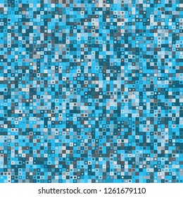 Blue Sea Digital Abstract Pixel Background, QR Code Abstract Background, Vector Seamless Pattern, Random Pixel Texture