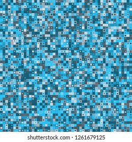 Blue Sea Digital Abstract Pixel Background, QR Code Abstract Background, Vector Seamless Pattern, Random Pixel Texture