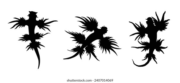 Blue Sea Dragon silhouette 
Glaucus atlanticus silhouette 