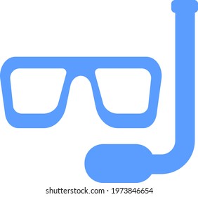 Blue sea goggles, icon illustration, vector on white background