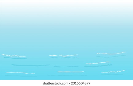 Blue sea  with hand drawn wave vector illustration.