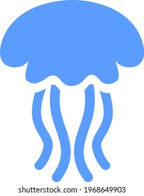 Blue sea jellyfish, icon illustration, vector on white background
