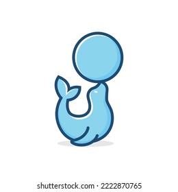 Blue sea lion play with ball for mascot of animal attraction logo.