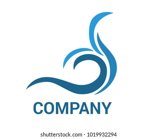 Blue sea or ocean wave vector logo 