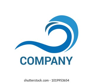 Blue sea or ocean wave vector logo 