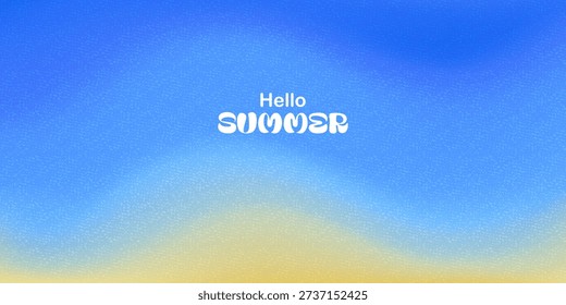 Blue sea, ocean waves. Beach blurred background. Summer, vacation mood. Soft waves. Grainy gradient texture.