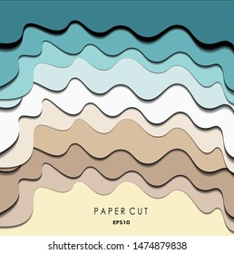 Blue Sea papercut banner design eps10