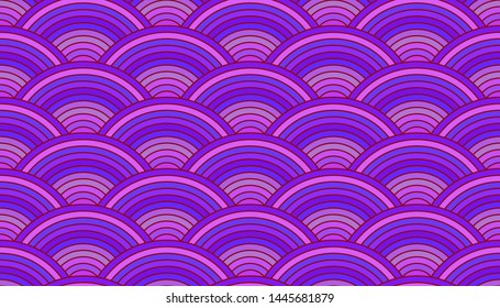 Blue sea seamless pattern, japanese traditional ornament, fish scales, mermaid tail, vector graphic design, wrapping paper