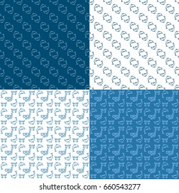 Blue sea seamless sea vector pattern. Vector background.