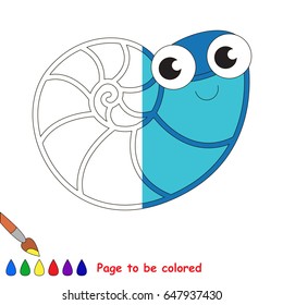 Blue Sea Shell, the coloring book to educate preschool kids with easy gaming level, the kid educational game to color the colorless half by sample.