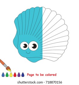 Blue Sea Shell, the coloring book to educate preschool kids with easy gaming level, the kid educational game to color the colorless half by sample.