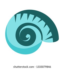 Blue sea shell illustration. Mollusc, ocean, decoration. Nature concept. Vector illustration can be used for topics like ocean, sea, design, decoration