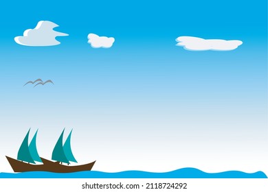 Blue sea and ship scenery background