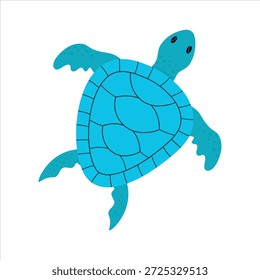 Blaue Meeresschildkröte, Draufsicht. Handgezeichnete Meeresschildkröte. Meeresleben. Isolierte Vektorgrafik.