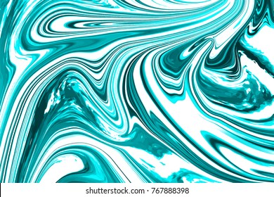 Blue sea water flow, abstract turquoise background with marbled effect, vector illustration