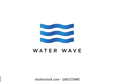 Blue Sea Water Wave Logo Design isolated on White Background. Flat Vector Logo Design Template Element.