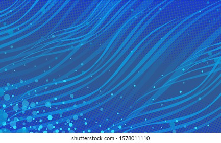 Blue sea wave abstract background. Comic cartoon pop art retro vector illustration drawing