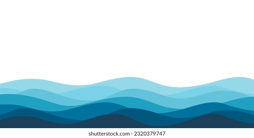 Fondo de la ola azul del mar. Fondo de pantalla con líneas de olas abstractas oceánicas. Ilustración vectorial.