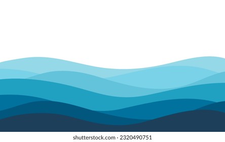 Blue sea wave background. Ocean abstract waves lines wallpaper. Vector illustration.