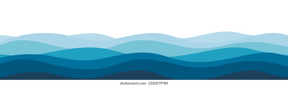 Blue sea wave background. Ocean abstract waves lines wallpaper. Vector illustration.