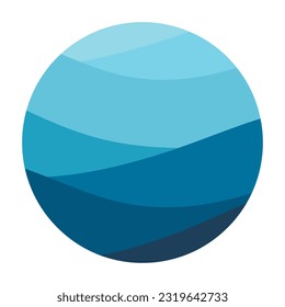 Forma de círculo de olas de mar azul. Olas oceánicas abstractas con líneas redondeadas. Ilustración vectorial.