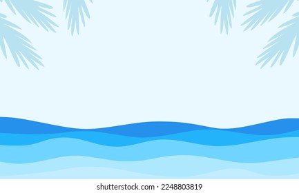 Blue sea wave with coconut leaves vector illustration.