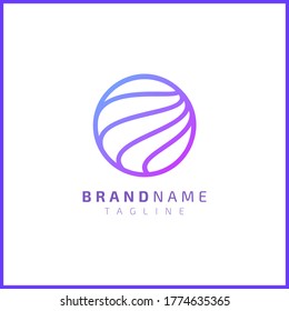 Blue sea wave design in a circle