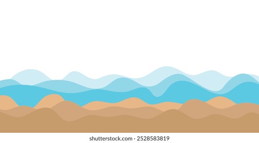 Blue Sea Wave Lines Pattern Background. Banner. Wallpaper. Vector Illustration