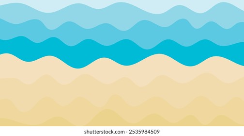 Blaues Meer Wellenlinien Muster Hintergrund. Abstraktes Naturbanner. Bildschirmhintergrund. Vektorgrafik