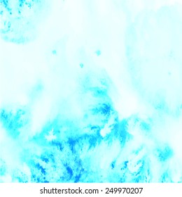 Blue sea wave and sky cloud watercolor background. Made in a vector.