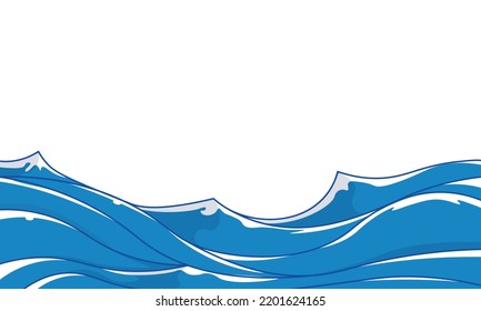 Blue sea waves background. Vector illustration.