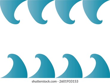 Blue sea waves frame on white background