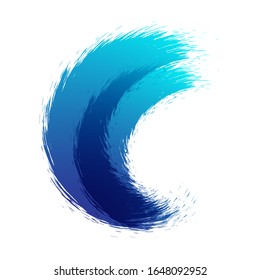 Blaue Meereswellen einzeln auf weißem Hintergrund, Logo-Idee.