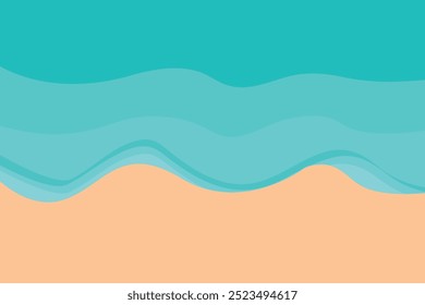 Las olas azules del mar se superponen sobre un fondo abstracto de la playa arenosa, concepto de relajación del verano, vacaciones costeras, y viaje.