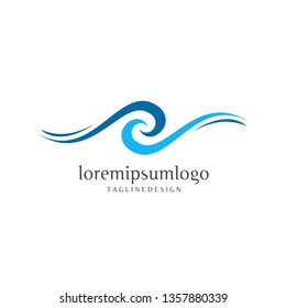 blue sea waves logo concept  minimalist and elegant logo design isolated