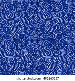 Blue sea and waves on pattern