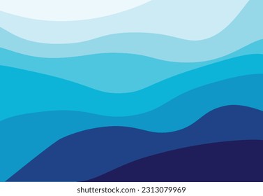 Blue sea waves pattern. Water wave abstract design. Blue ocean wave layer