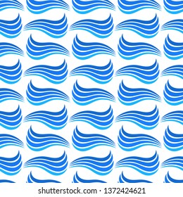 Blue sea waves seamless pattern. Vector illustration.