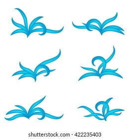 Blue sea waves - vector set of icons