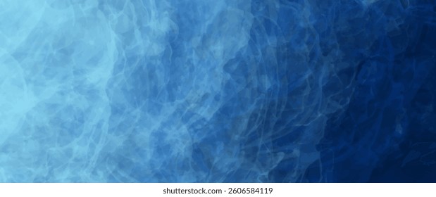 Blue sea with waves. Vector watercolor background for cover design, card, flyer, poster. Summer illustration. Storm. Dark blue ocean and waves. Grunge vector texture.