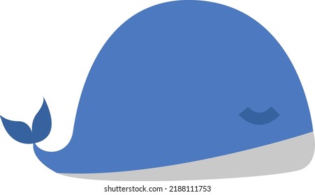 Blue sea whale, illustration, vector on a white background.