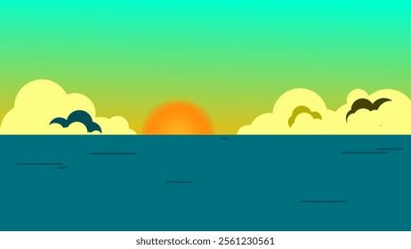 blue sea when sunrise adn clear sky