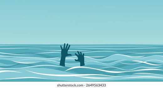 The blue seacape with a drowning man.
