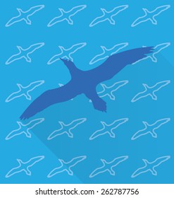 blue seagull vector  in background pattern