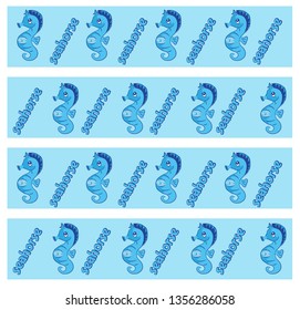 blue seahorse animal pattern vector